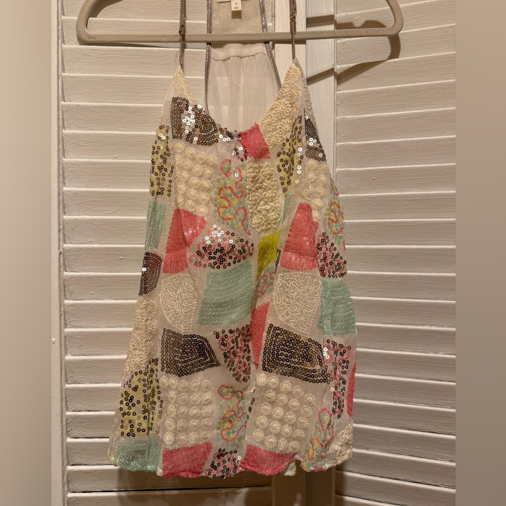 Anthropologie Multicolor Sequin A-Line Top